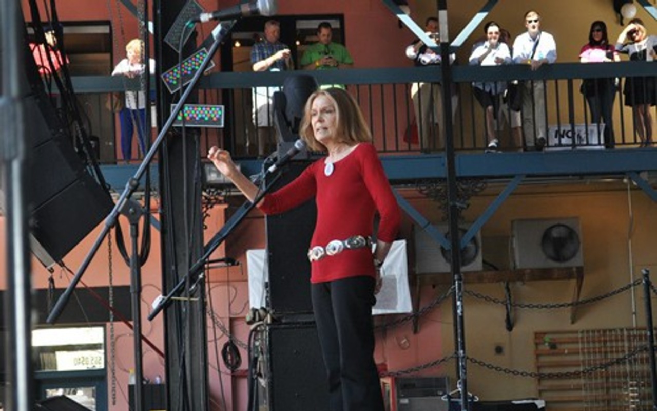 Gloria Steinem speaking Saturday at the I Am Choice rally in St. Petersburg.