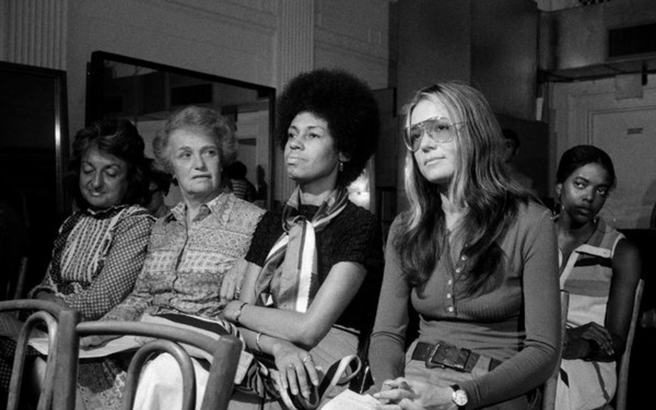 From left: Betty Friedan, Elinor Guggenheimer, Eleanor Holmes Norton and Gloria Steinem, among the founders of the National Women’s Political Caucus, in July 1971.