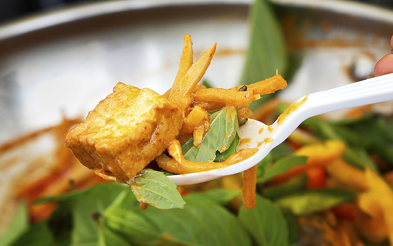 PERFECT BITE: A spoonful of TGM's red curry tofu.