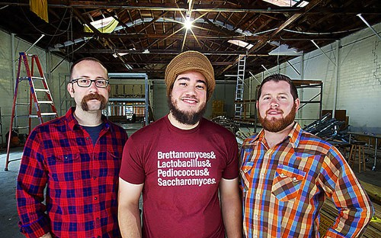 Founders Nathan Stonecipher (left) and Steven Duffy (right) with headbrewer Khris Johnson (center) earlier this year.