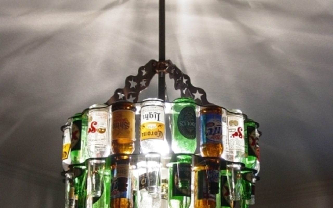 Green DIY: Upcycled wine/beer bottle chandelier