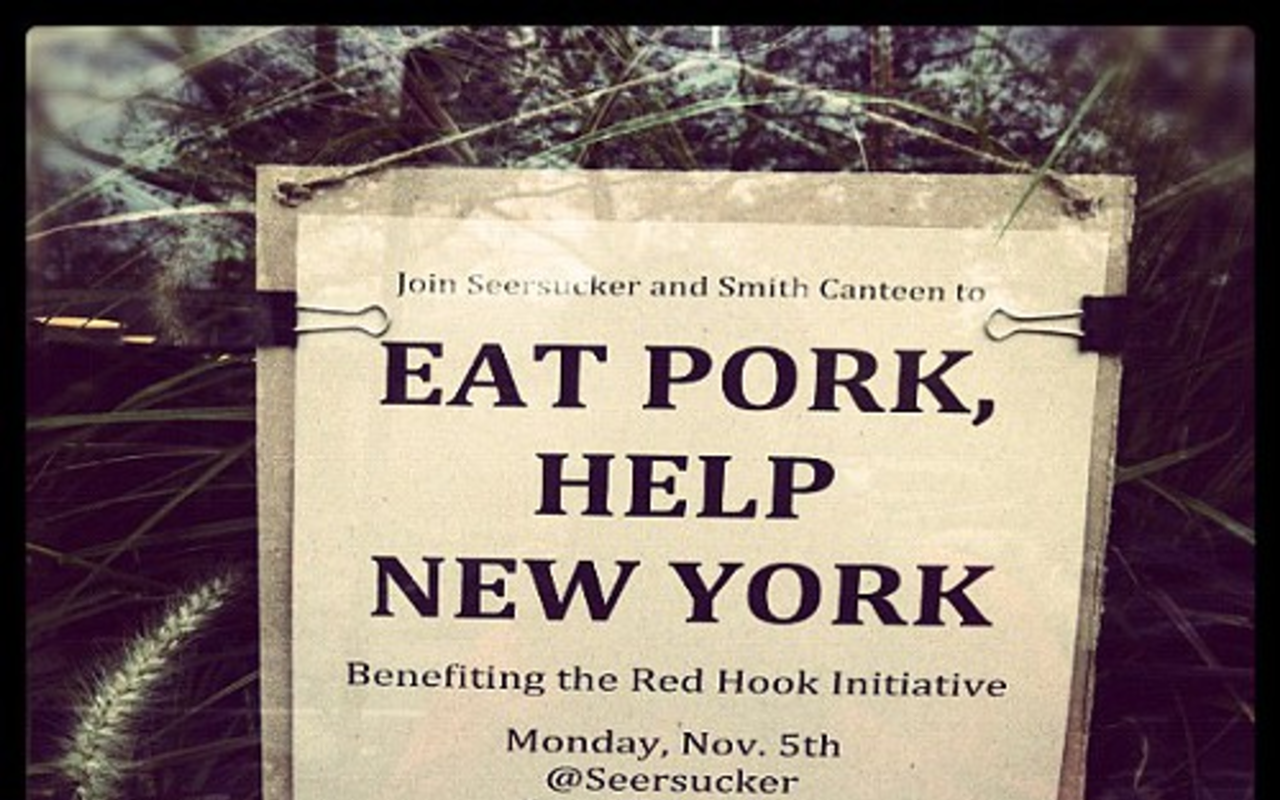 A pork-fueled fundraiser near Brooklyn to help those affected by Sandy.