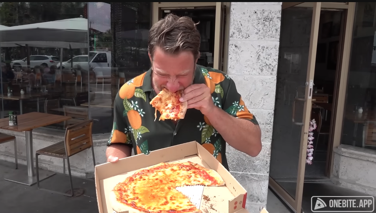 Venezia Italian Restaurant (6.7)373 St Armands Cir., Sarasota,“A little on the floppy side,” Portnoy remarked as he moved across Sarasota.Photo via One Bite Pizza Reviews/YouTube (screengrab by Creative Loafing Tampa Bay)