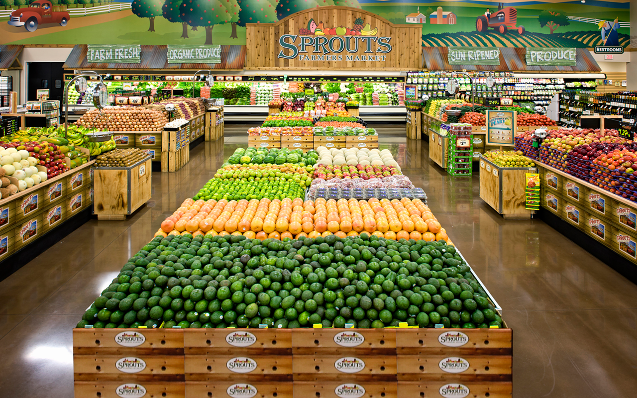 The health-minded Sprouts Farmers Market puts an emphasis on fresh and organic goods.