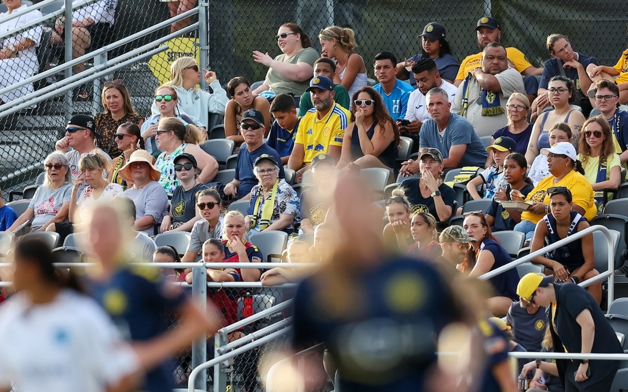 Fans ar Tampa Bay Sun FC's tuneup friendly at Blake High School in Tampa, Florida on Saug. 10, 2024.