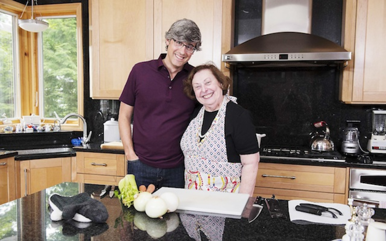 COOKING WITH GRANNY: Mo Rocca with Ruth Teig in Scarsdale, N.Y., for the season
premiere of My Grandmother’s Ravioli.