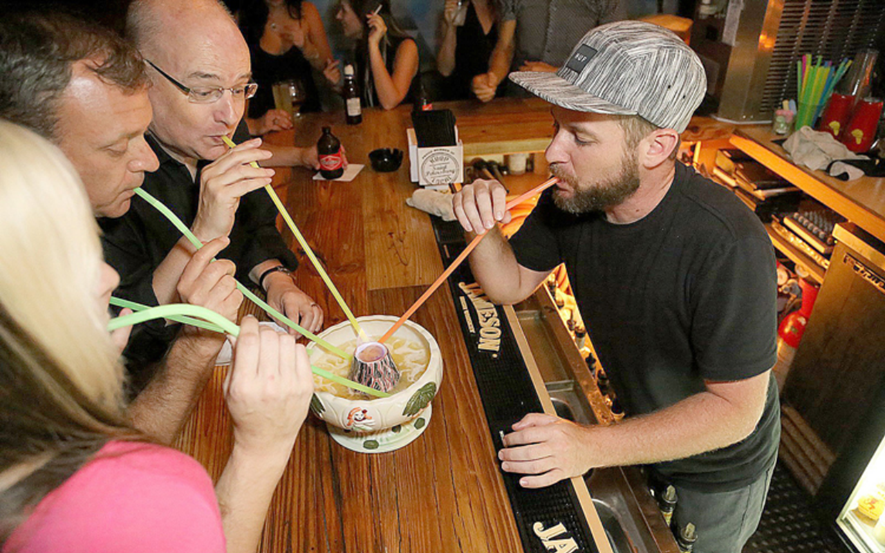 The Bends' famed multistraw, multialcohol scorpion bowl.