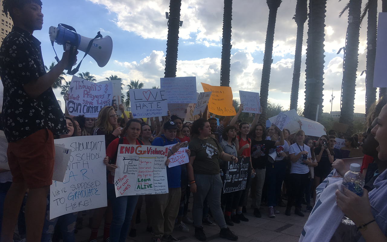 Hundreds of students rally in downtown Tampa for stronger gun laws