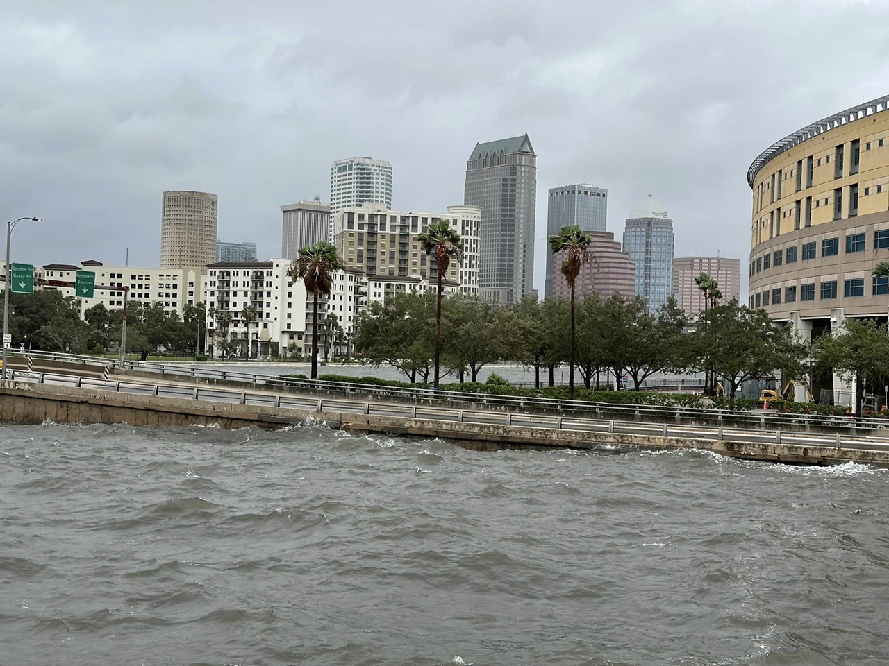 Idalia storm surge brings extensive flooding to downtown Tampa's Riverwalk and Bayshore Boulevard