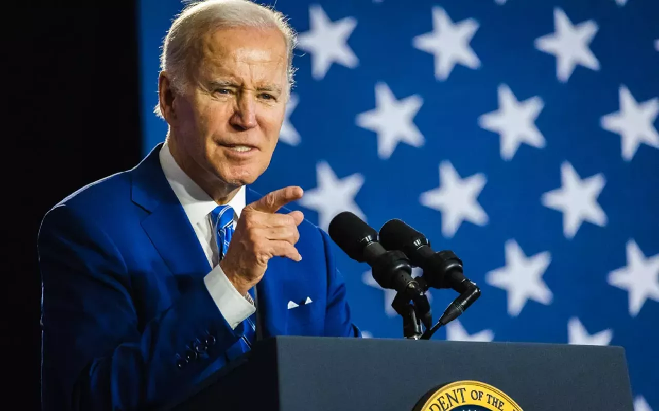 Joe Biden at Plant Hall on the University of Tampa in Tampa, Florida on Feb. 9, 2023.