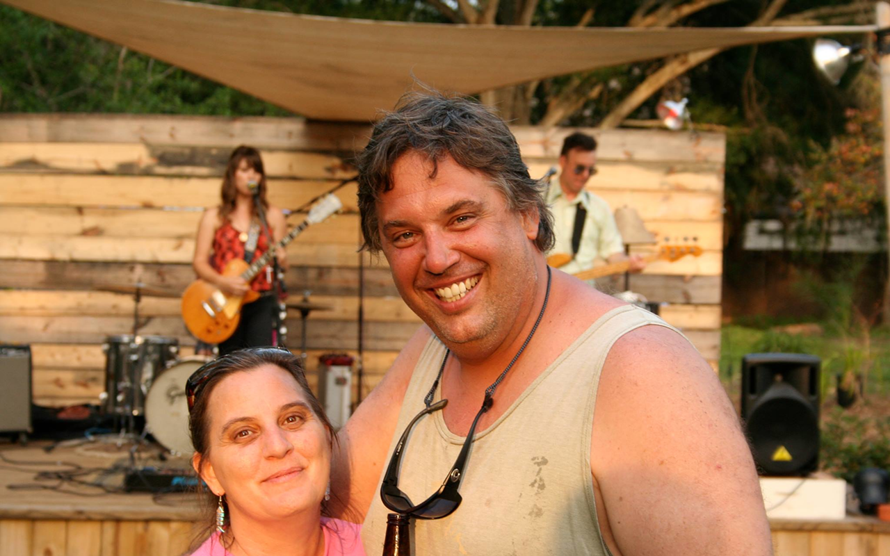 Jon and Christine West at home during a backyard show.