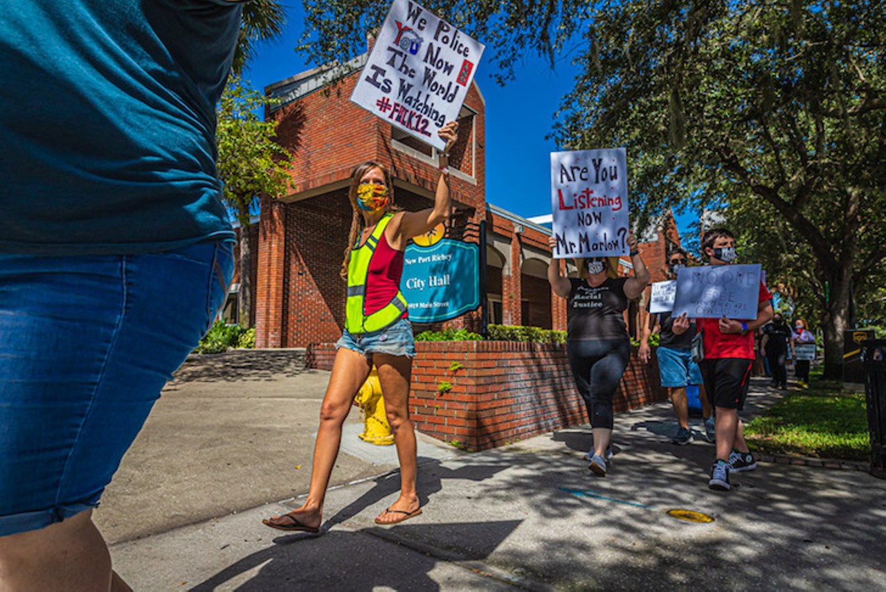 In the face of Confederate flags, New Port Richey&#146;s Black Lives Matter activists march on
