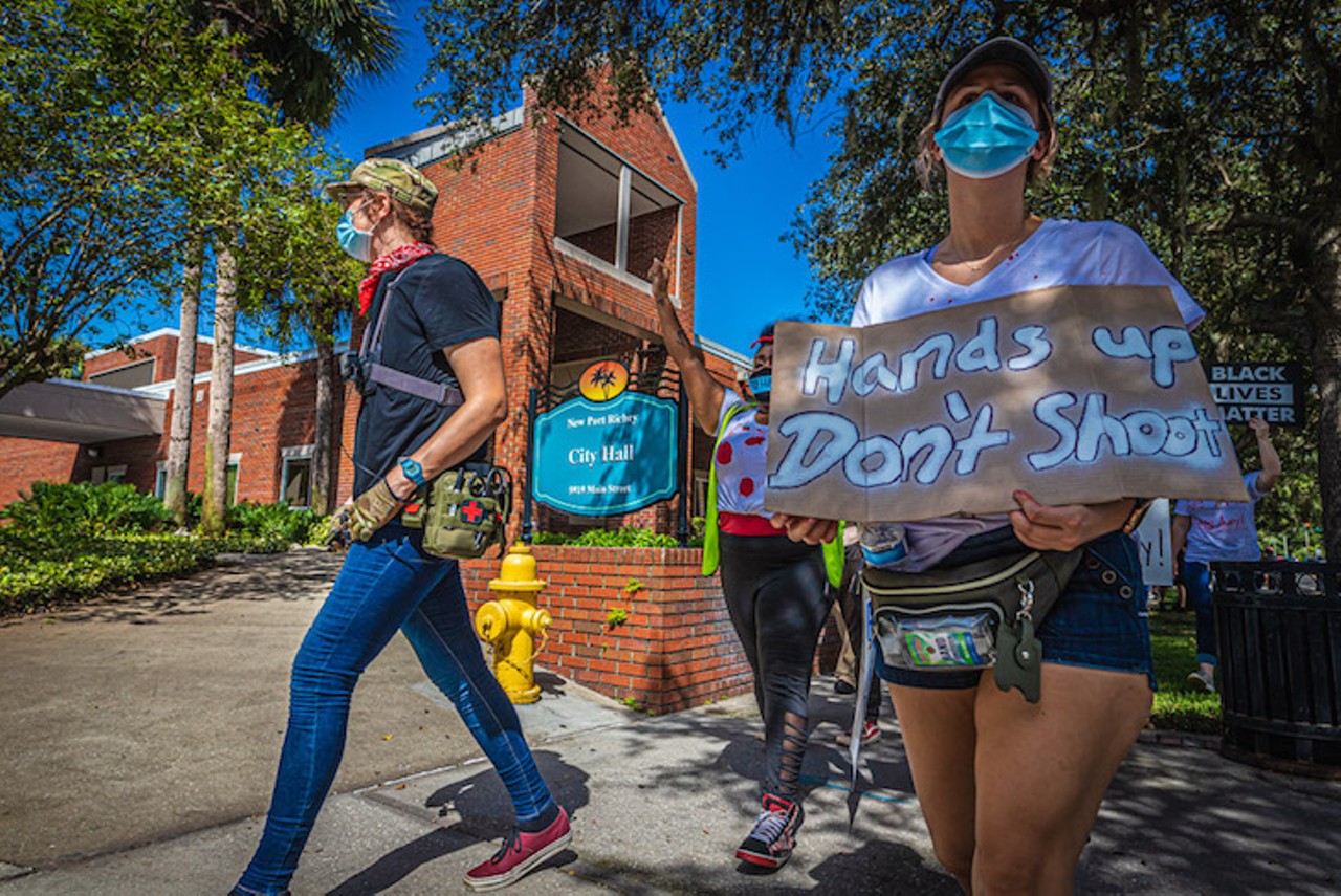 In the face of Confederate flags, New Port Richey&#146;s Black Lives Matter activists march on