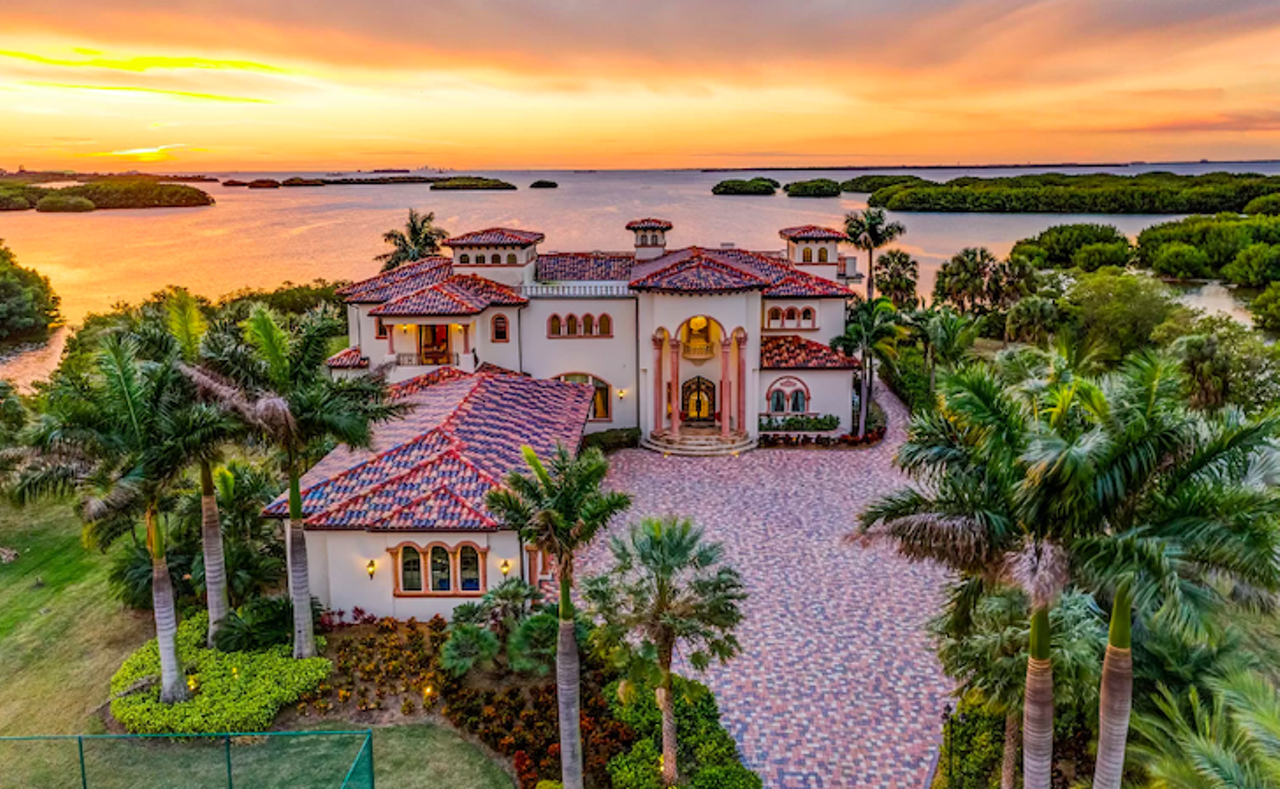 12147 S 41st Hwy, Gibsonton
$17,999,999
Nicknamed the &#147;Victory Mansion,&#148; this 10,410 square-foot estate is listed as the most expensive home in Hillsborough County. The mansion features six bedrooms and eight bathrooms, including 159-acres of waterfront-adjacent land. Inside the home you&#146;ll find custom designed ceilings, &#147;world class&#148; custom chandeliers, an onyx-covered master bathroom, and a gym with a pool bath. Outdoors, there&#146;s an infinity pool with spa, a basketball and tennis court, an additional separate garage and storage, a boat dock, a private beach area, and a rooftop deck with unobstructed views of downtown Tampa and St Petersburg.