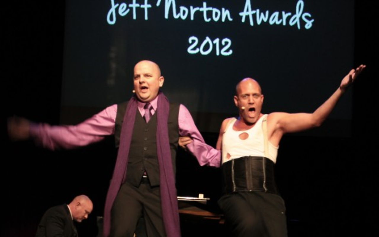 EMCEE, SQUARED: Emcee Matt McGee and Cabaret's David Mann perform at the Jeff Norton Awards Aug. 20.