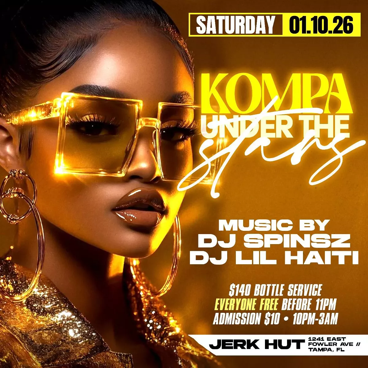 Step into a night of elegance, rhythm, and Caribbean romance. Join us Saturday, January 10, 2026 for Kompa Under The Stars &mdash; an elevated outdoor experience filled with smooth Kompa vibes, dancing, and unforgettable energy.