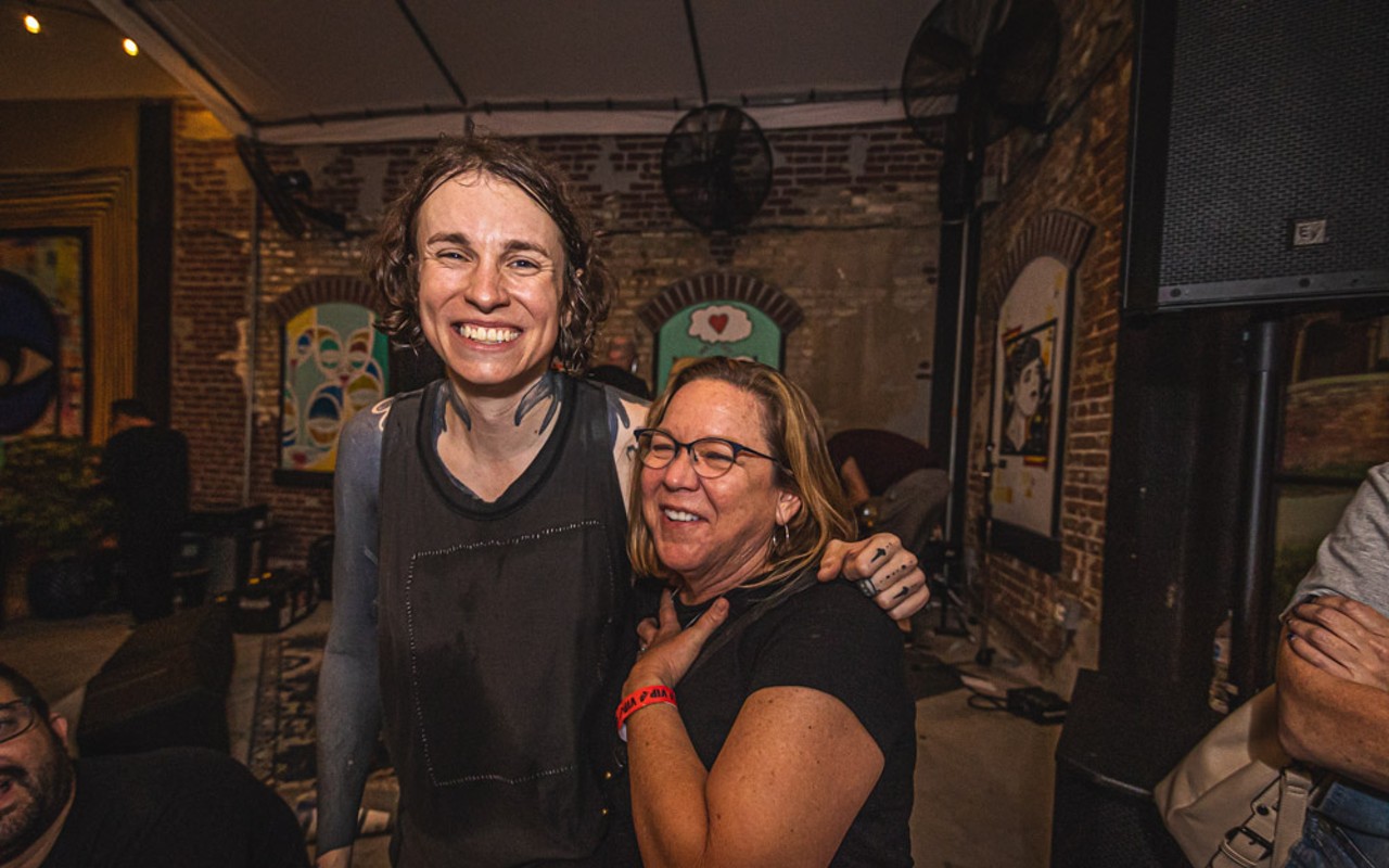 Laura Jane Grace with fans at The Bricks in Ybor CIty, Florida on Dec. 11, 2021.