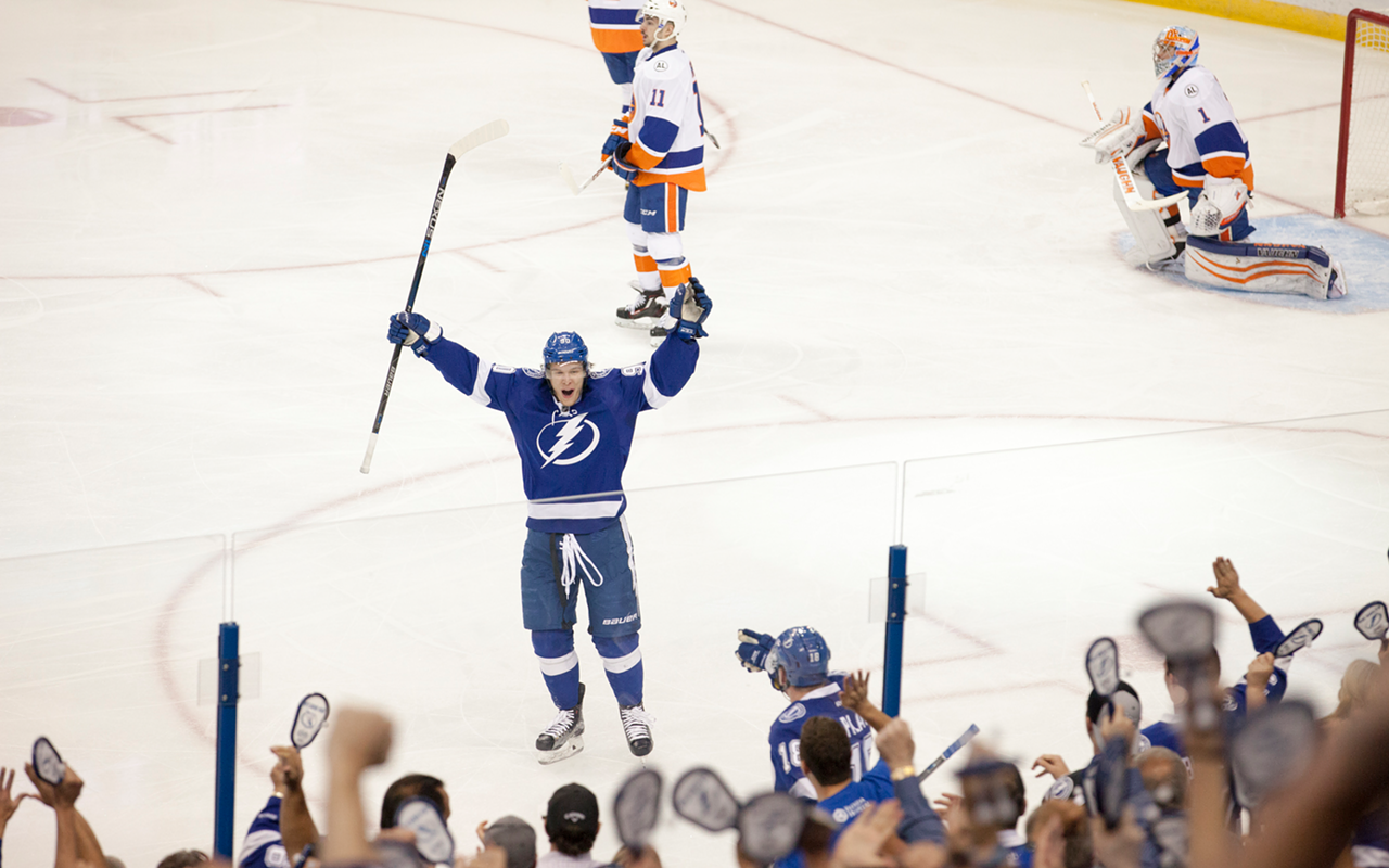 Lightning win second OT game in a row to take series lead 3-1 over the Islanders.