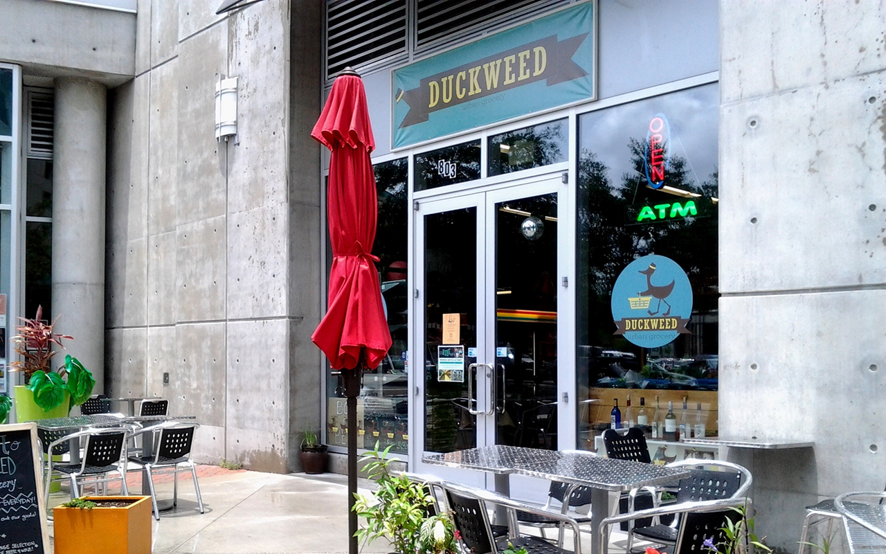 Customers may dine and drink a la carte inside or outside Michelle and Brent Deatherage's Duckweed Urban Grocery.