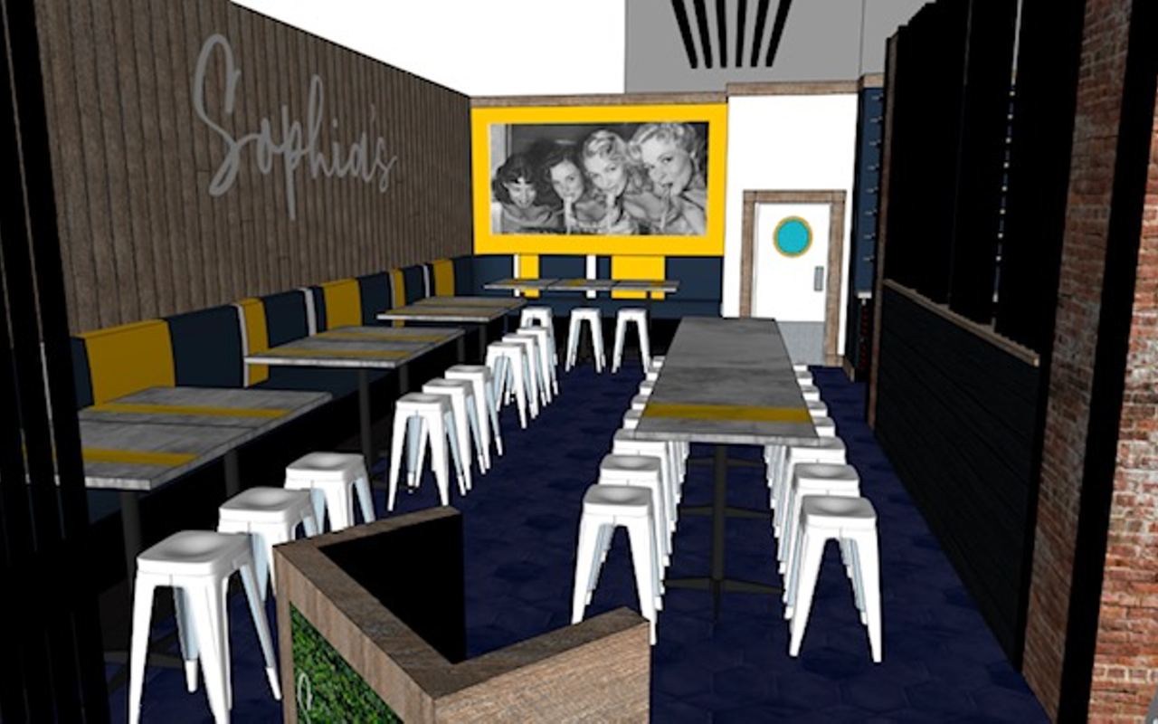 A rendering of the main dining room at Sophia's, driven by modern and traditional Italian fare.