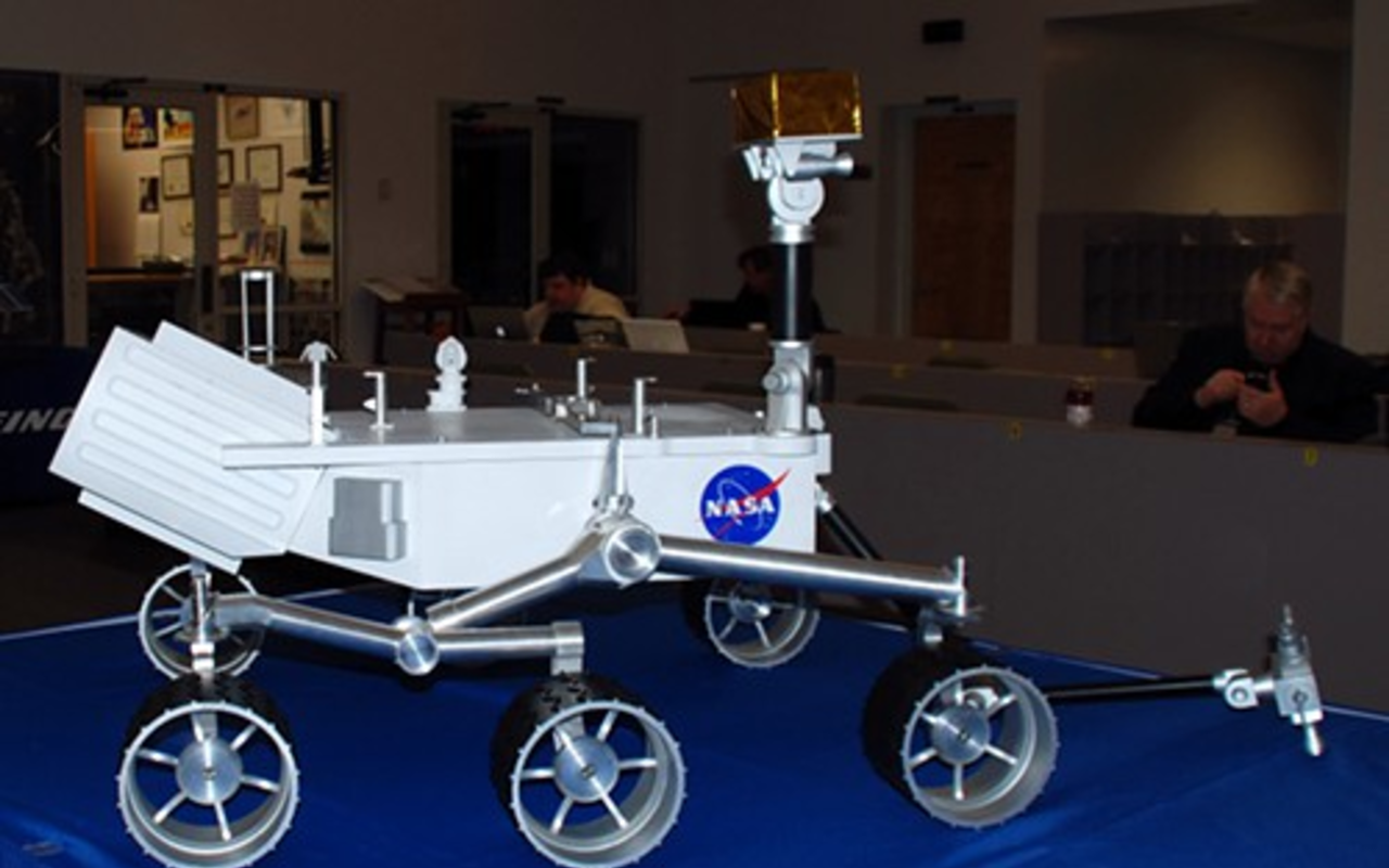 Mars rover "curiosity"  scale model on display in the press room at NASA