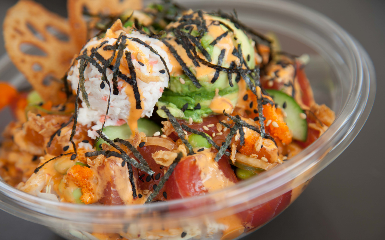 Pokéworks carries a customizable lineup of create-your-own poke burritos, bowls and salads.