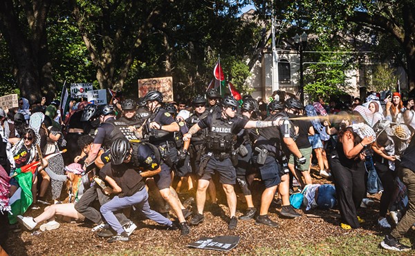 Police and protestors clash in Orlando, Florida on May 11, 2024.