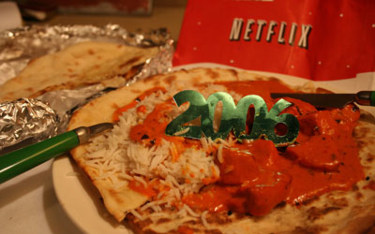 HOME FOR THE HOLIDAY: Netflix and Indian take-out make for a happy New Year's Eve.