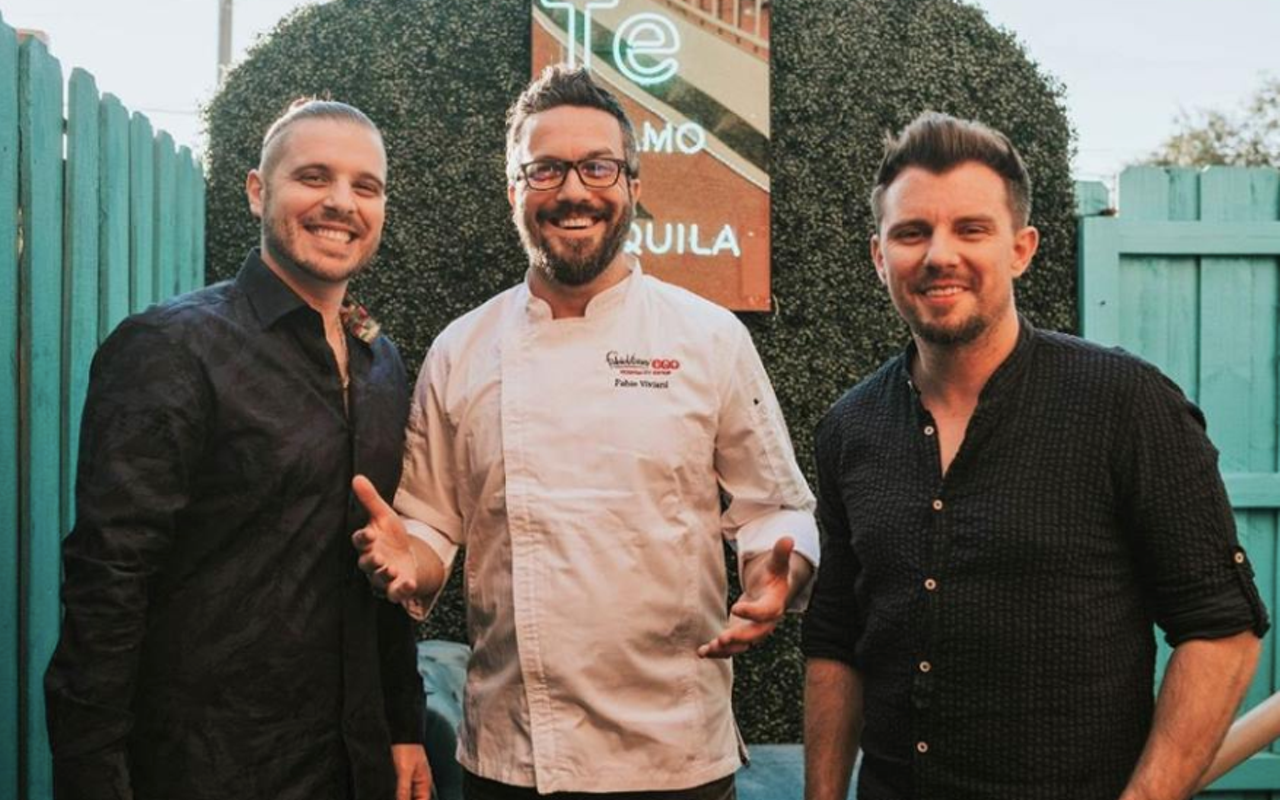 (L to R) Nocturnal Hospitality Group Partner Lanfranco Pescante, celebrity chef Fabio Viviani, NHG David Anderson