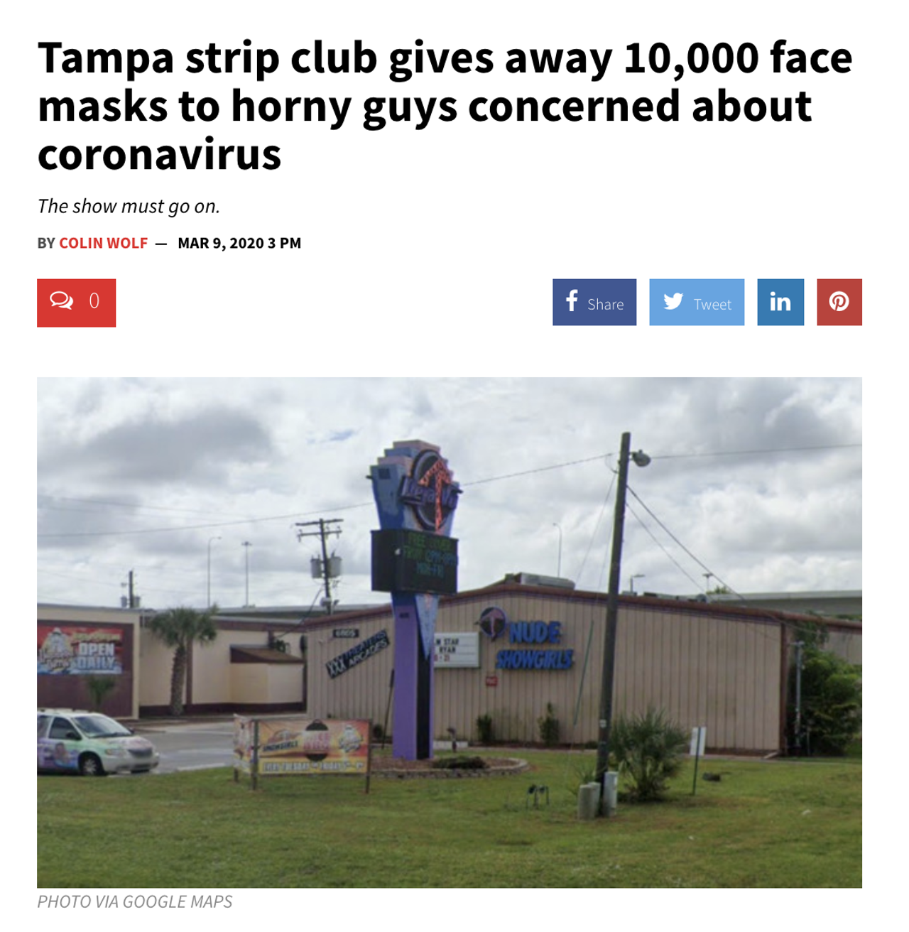 A Tampa strip club gave away an absurd amount of face masks to locals who have no issues with going to a strip club during a coronavirus outbreak. Read More