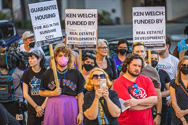 Outside St. Pete City Hall, residents demanded rent control now