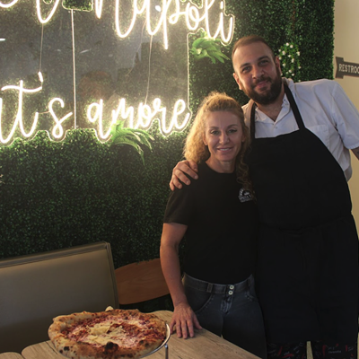 Simona and Andrea Sarpa together at Spacca Napoli restaurant in Carrollwood, Florida.