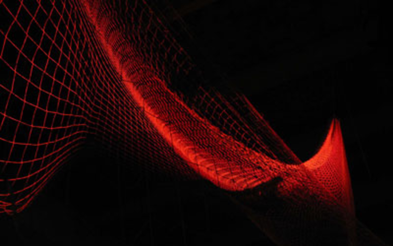 Janet Echelman's shadows and light, soon to be on view at the Poe garage
