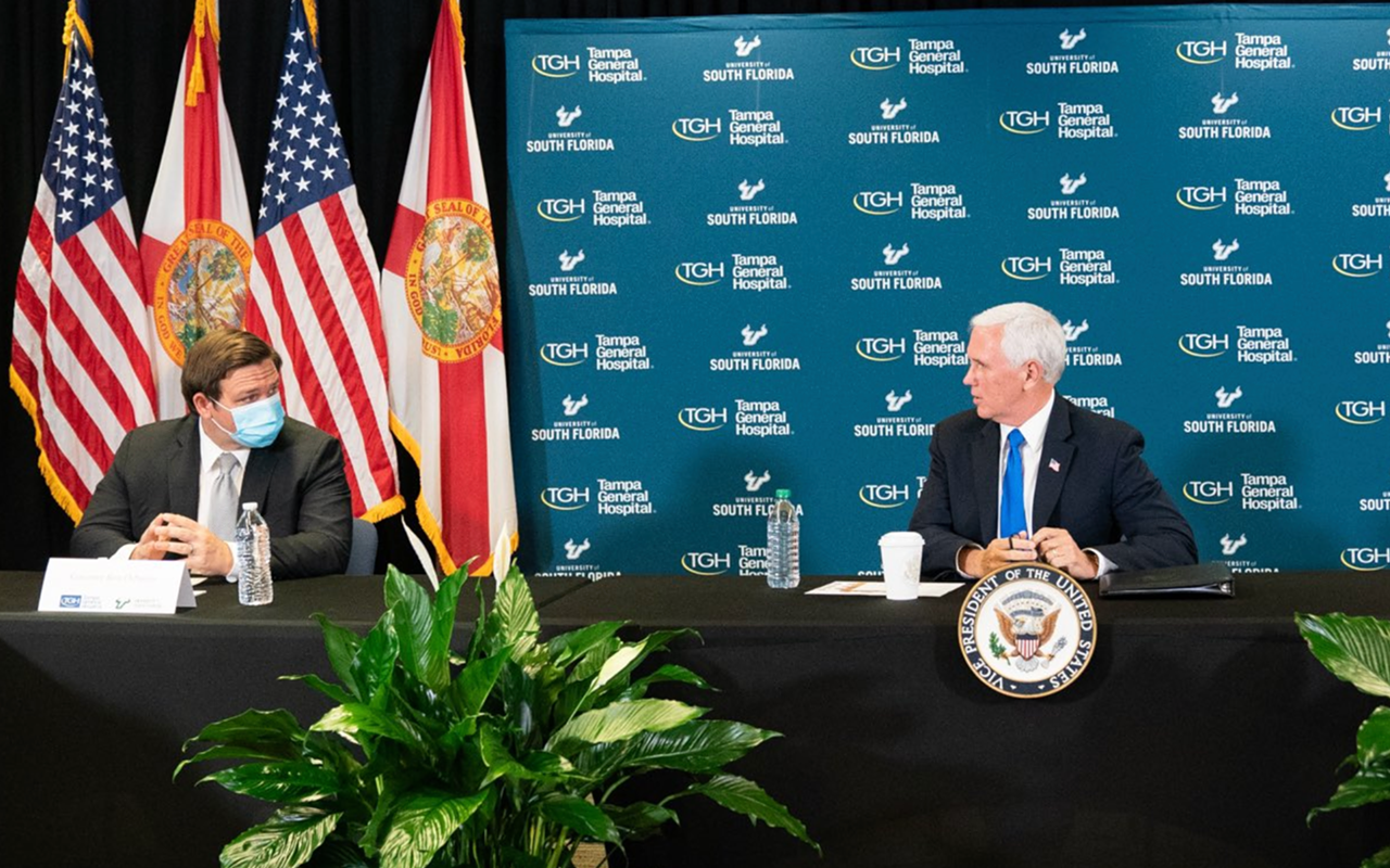 Pence and DeSantis attempt to offer assurance as Florida sets new record for COVID-19 cases