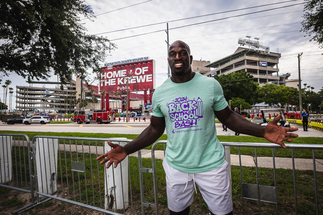 Photo: All the kids getting ready for back-to-school with Tampa’s WWE superstar Titus O’Neil