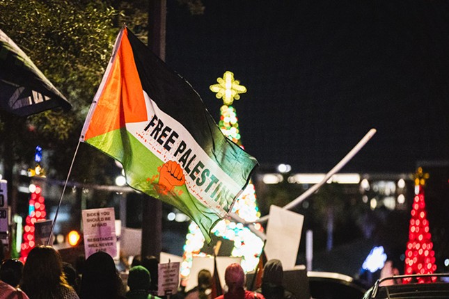 Pro-Palestinian activists in downtown Tampa, Florida on Dec. 23, 2023.