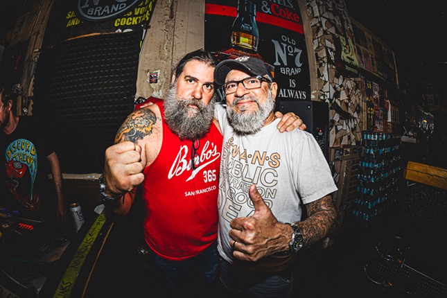 Tom DeGeorge (L) and Afzaal Deen at Crowbar in Ybor City, Florida on March 16, 2024.