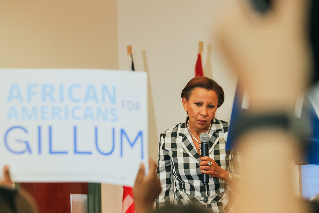 New York Congresswoman Nydia M. Velazquez greets Andrew Gillum supporters at Al Lopez Park in Tampa, Florida on October 27, 2018.