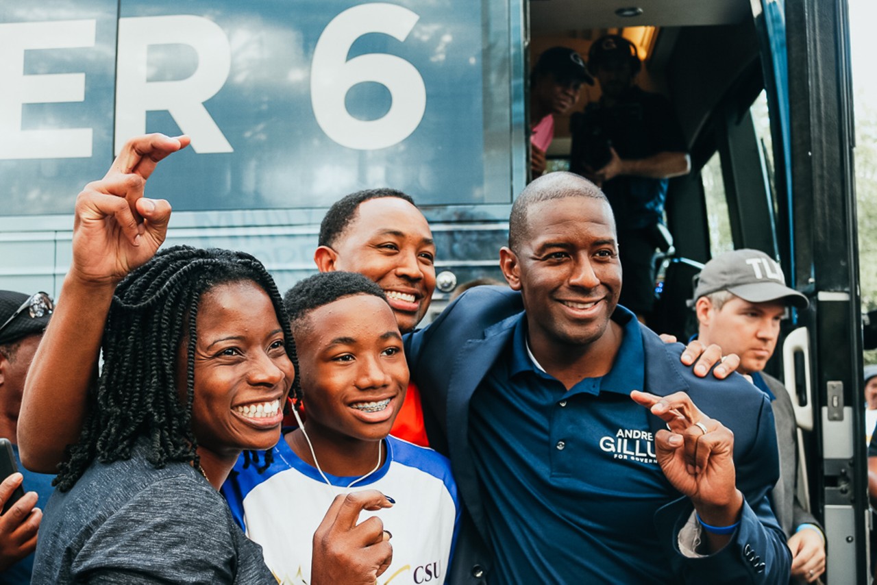 Andrew Gillum greets supporters at Al Lopez Park in Tampa, Florida on October 27, 2018.