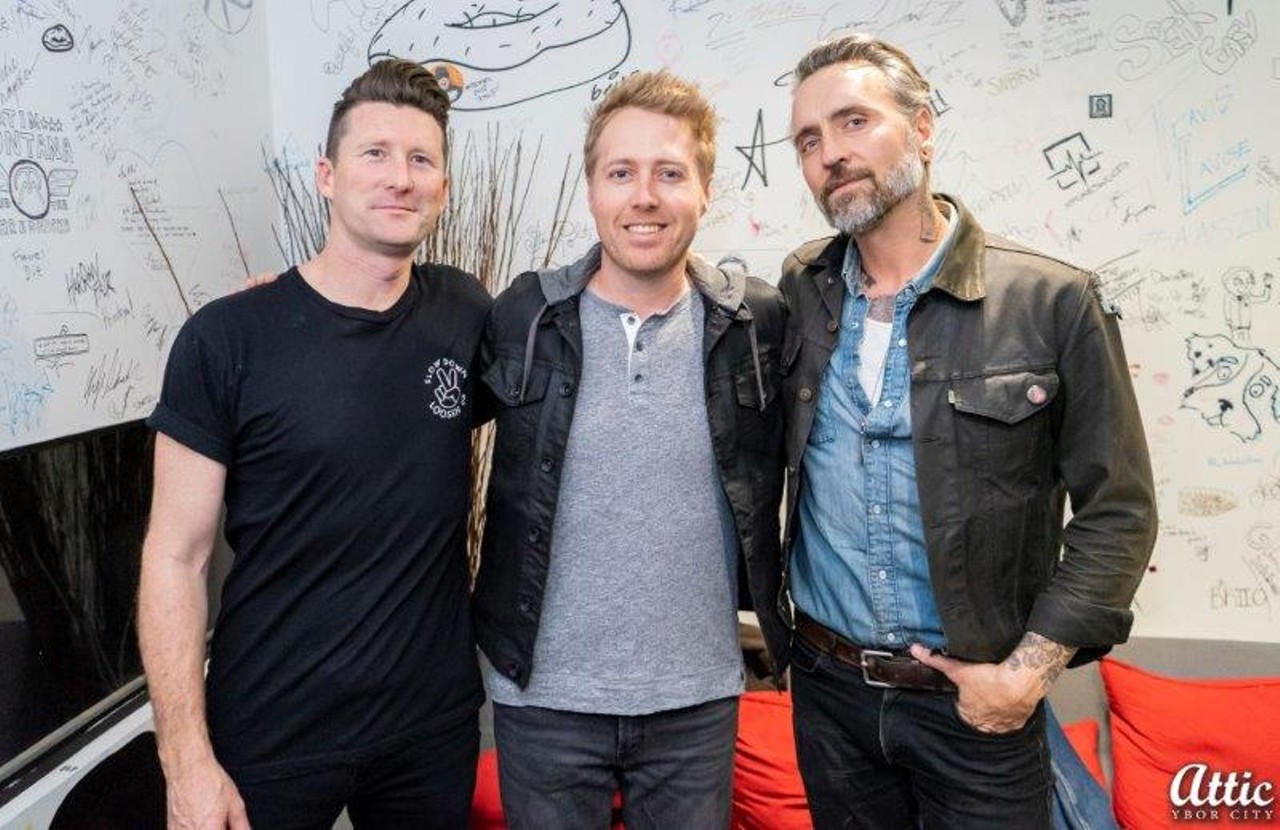 (R-L) Anberlin's Stephen Christian, Rock Brothers' Kevin Lilly and Anberlin's Christian McAlhaney @ The Attic at Rock Brothers