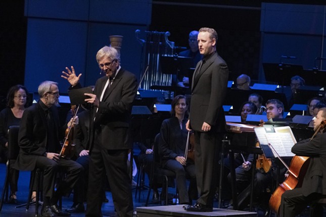 Rick Steves, Michael Francis, and The Florida Orchestra at the Mahaffey Theater in St. Petersburg, Florida on March 16, 2024.