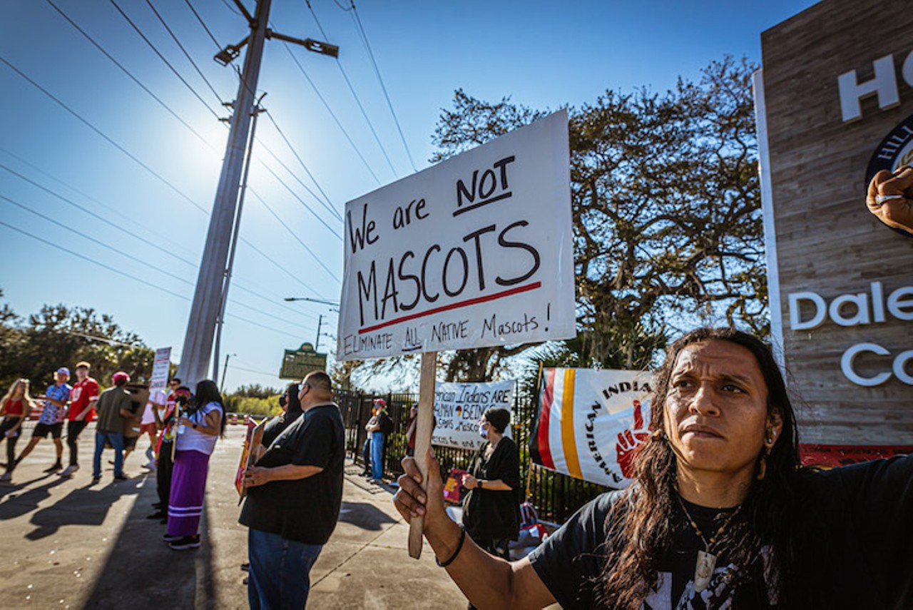 PHOTOS: Tampa indigenous activists protest Kansas City Chiefs