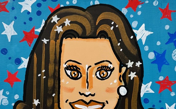 John Gascot's first piece of 2024-election inspired artwork is a positive portrait of a smiling Kamala Harris.