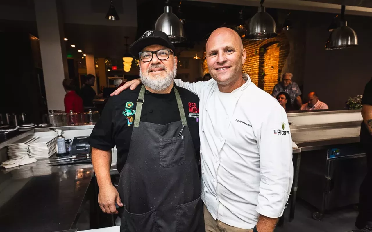 Chef Chris Fernandez of Red Mesa (L) and Il Ritorno's Executive Chef David Benstock in St. Petersburg, Florida on July 8, 2024.
