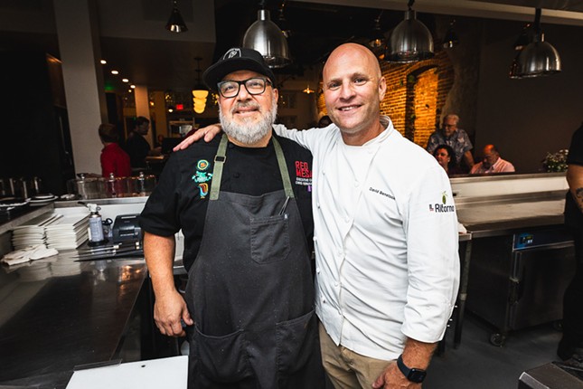 Chef Chris Fernandez of Red Mesa (L) and Il Ritorno's Executive Chef David Benstock in St. Petersburg, Florida on July 8, 2024.