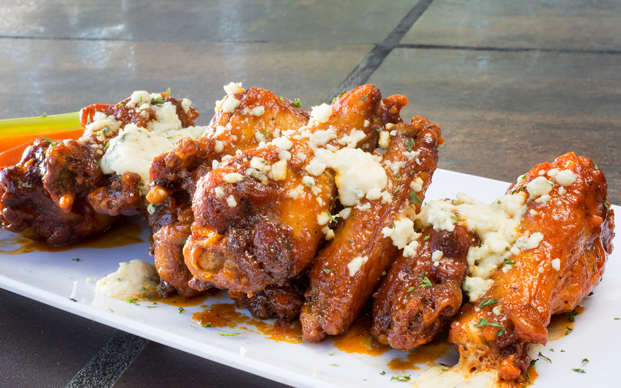Patio 6's sweet, surprising salted caramel cheesecake wings are just luscious.