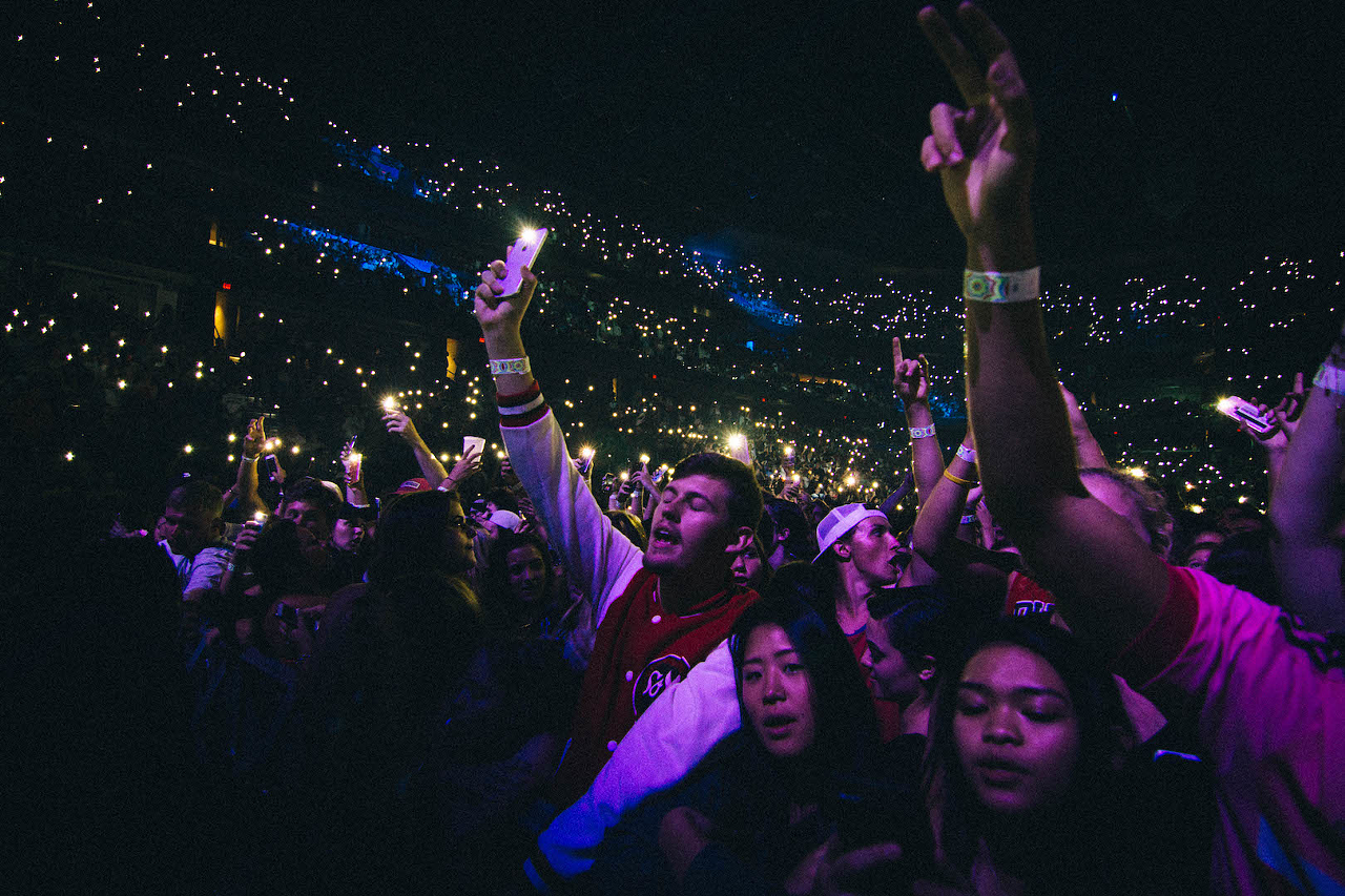 Fans during Chance The Rapper's appearance at Amalie Arena in Tampa, Florida on June 14, 2017.