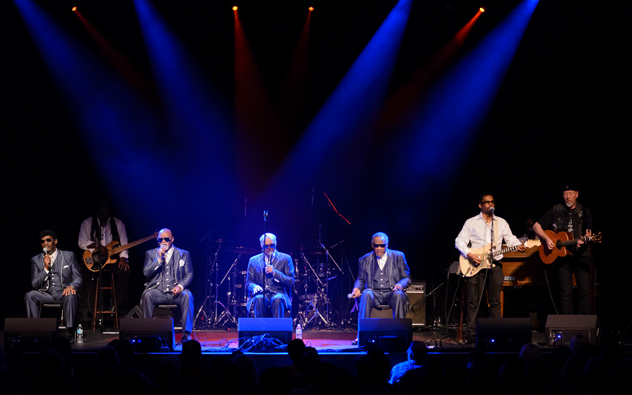 Richard Thompson joins The Blind Boys of Alabama at Capitol Theatre in Clearwater, Florida on February 14, 2017.