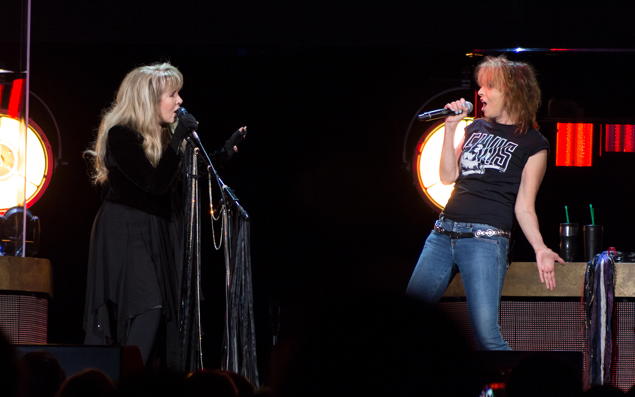 Stevie Nicks (L) and Chrissie Hynde at Amalie Arena in Tampa, Florida on November 2, 2016.