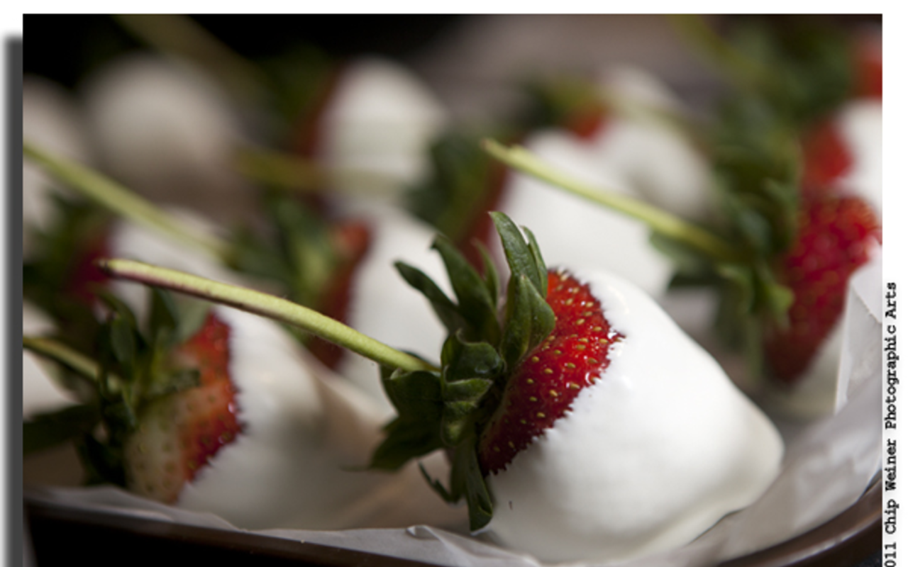 White chocolate covered strawberries from Rocky Mountain Chocolate Factory